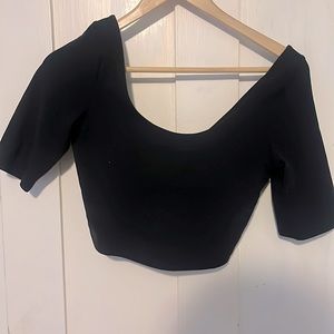 Athleta Black Scoop neck top with built-in bra.